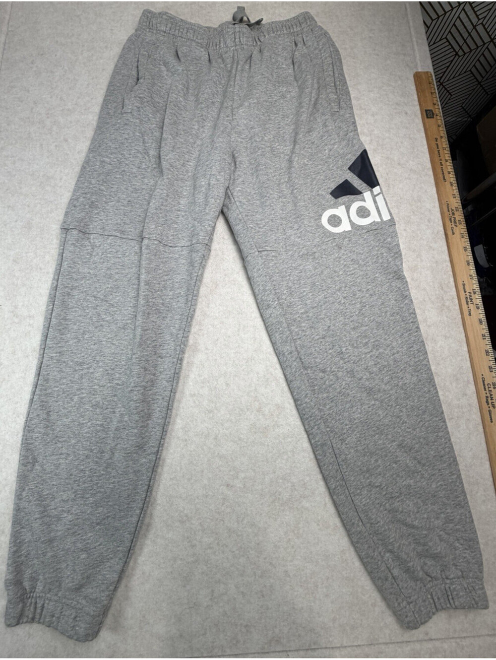Adidas Mens Large Gray Big Logo Athletic Sweatpants Jogger Pants